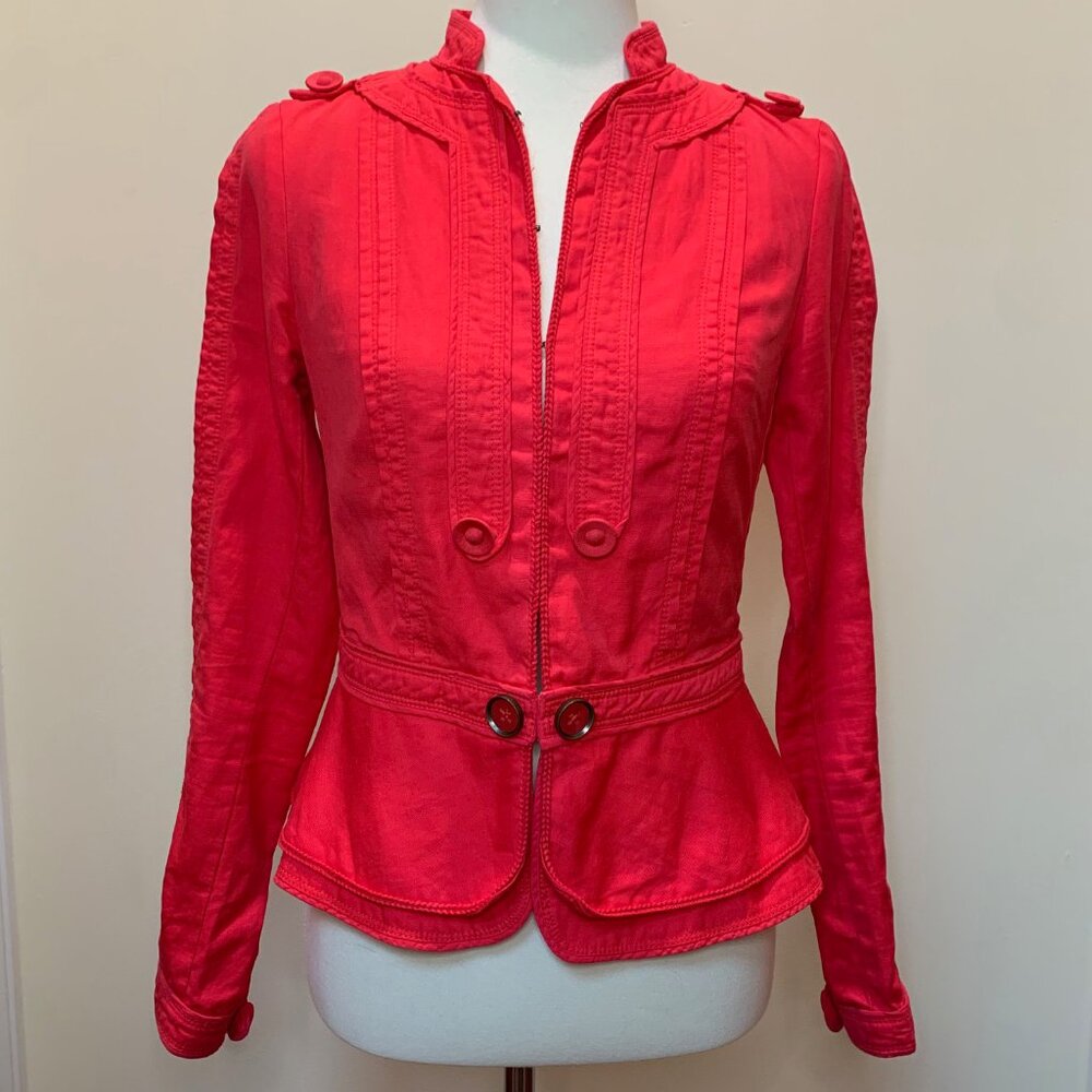 Anthropologie | Elevenses Red Utility Style Jacket Size 4